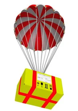 Parcel is flying on a parachute Stock Illustration