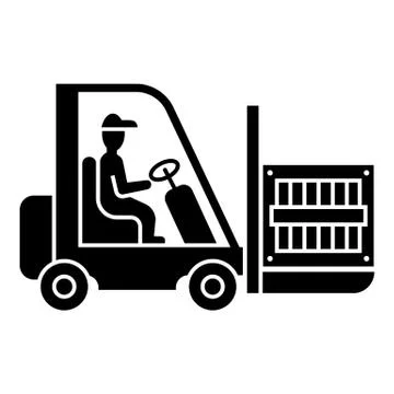 Parcel on forklift icon, simple style イラスト素材
