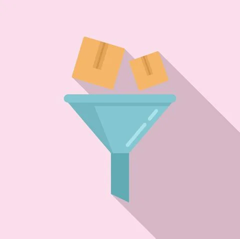 Parcel funnel icon, flat style Stock Illustration