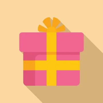 Parcel gift box icon flat vector. Festive item 스톡 일러스트