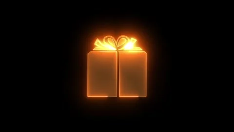 Parcel gift box icon glowing neon brown color animation black background 스톡 동영상 266403142