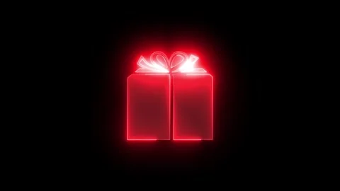 Parcel gift box icon glowing neon red color animation black background Stock Footage 266403159