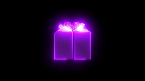 Parcel gift box icon glowing neon purple color animation black background 動画素材 266403163