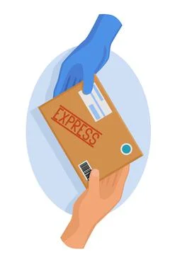 Parcel from hand to hand. Fast delivery. 库存插图