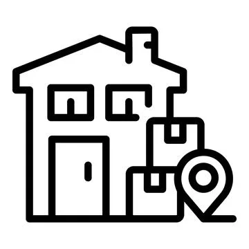 Parcel house icon outline vector. Export box Stock-Illustration