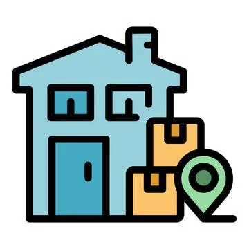Parcel house icon vector flat 스톡 일러스트
