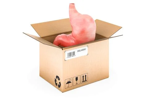 Parcel with human stomach, 3D rendering Stock Illustration
