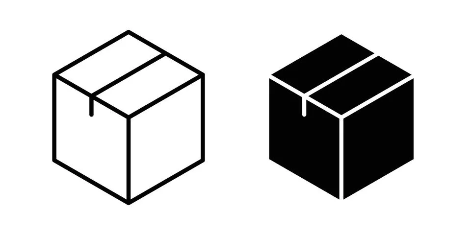 Parcel icon thin line and clipart style vector set Stock Illustration