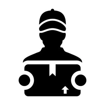 Parcel icon vector male logistics worker service person profile avatar Stock Illustration