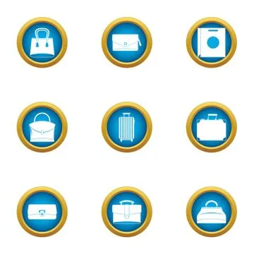 Parcel icons set, flat style Stock Illustration