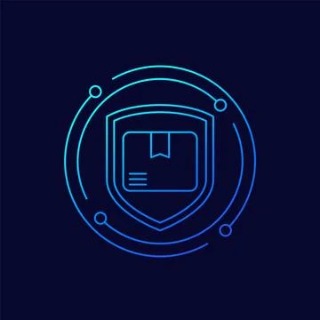 Parcel insurance icon, linear design イラスト素材