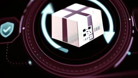Parcel label displays square code and bars 스톡 사진