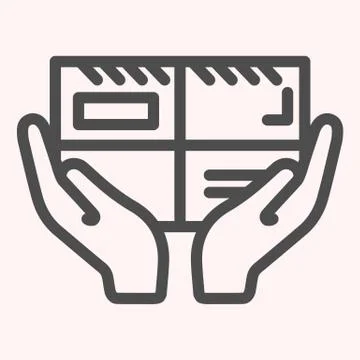 Parcel letter in hands line icon. Mail package delivery, envelope. Postal Illustrazione stock