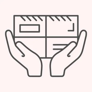 Parcel letter in hands thin line icon. Mail package delivery, envelope. Postal Illustrazione stock