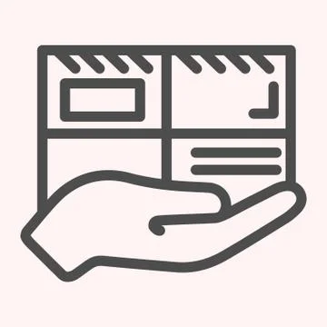 Parcel line icon. Mail delivery, hand holding package. Postal service vector Stock Illustration