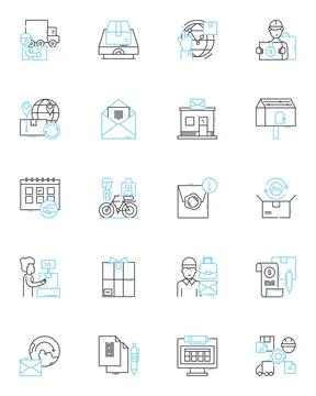 Parcel linear icons set. Delivery, Shipping, Mail, Package, Courier, Post Stock Illustration