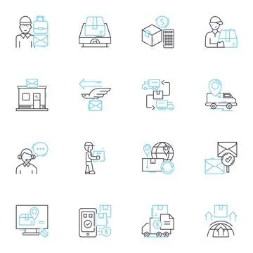 Parcel linear icons set. Delivery, Shipping, Mail, Package, Courier, Post Stock Illustration