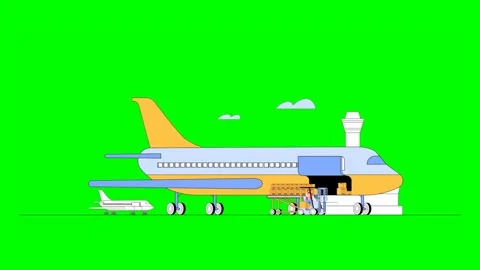 Parcel Loading Process Onboard Aircraft at Airport During With Ground Handl.. Vidéo 333372660