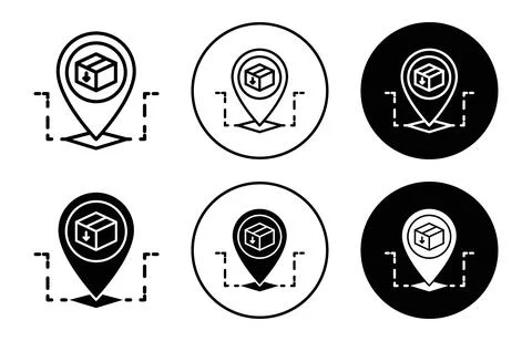 Parcel location Icon Outline flat Icon Stock Illustration