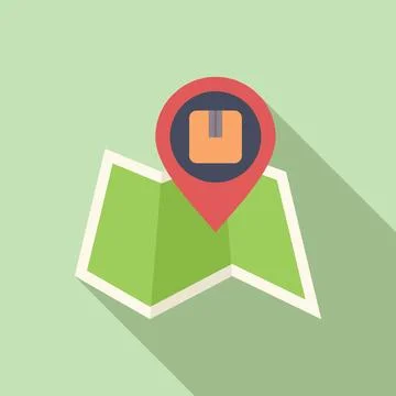 Parcel location map icon flat vector. Delivery service Stock Illustration