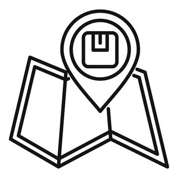 Parcel location map icon outline vector. Delivery service Illustrazione stock