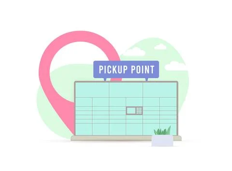 Parcel locker - autonomous self-service terminal with locked cells with parcels Stock Illustration