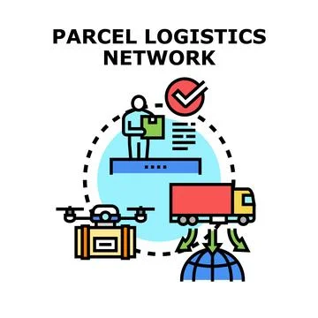 Parcel logistics global delivery network concept イラスト素材