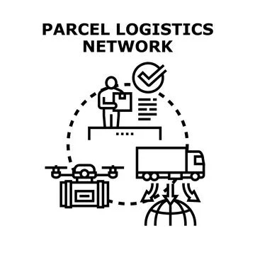 Parcel logistics global delivery network concept 스톡 일러스트