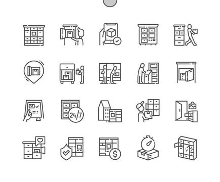 Parcel machines. Automated parcel locker. Stock Illustration