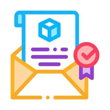 Parcel notification letter icon vector outline illustration Stock Illustration