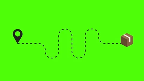 Parcel or package Delivery Process Route Path Animation in 4K Green Screen .. Stock Footage 309583728