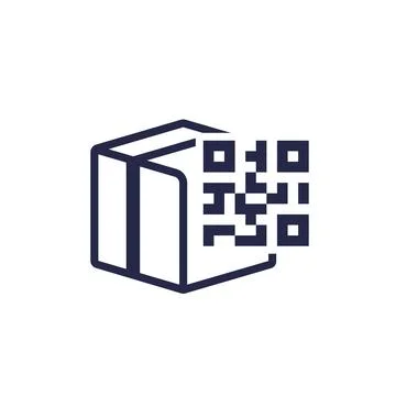 Parcel, package with QR code icon on white イラスト素材