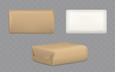 Parcel packages wrapped to brown and white paper Illustrazione stock