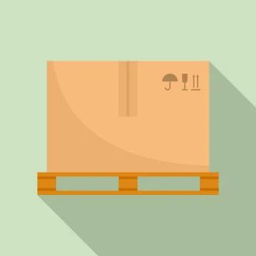 Parcel on pallet icon, flat style イラスト素材