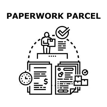 Parcel paperwork processing and delivery service 스톡 일러스트