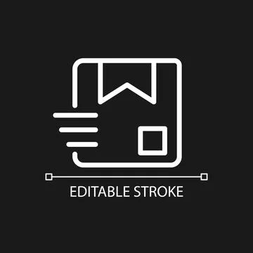 Parcel pixel perfect white linear icon for dark theme Stock Illustration