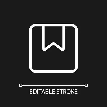 Parcel pixel perfect white linear ui icon for dark theme Stock Illustration