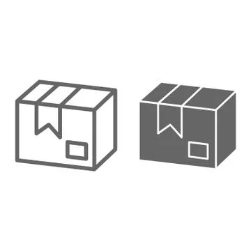 Parcel post line and solid icon, delivery symbol, cargo box vector sign on white Stock Illustration