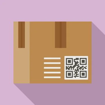 Parcel qr code icon, flat style Stock Illustration