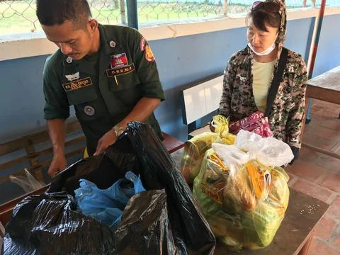 Parcel reception at Cambodian prison Stock Photos
