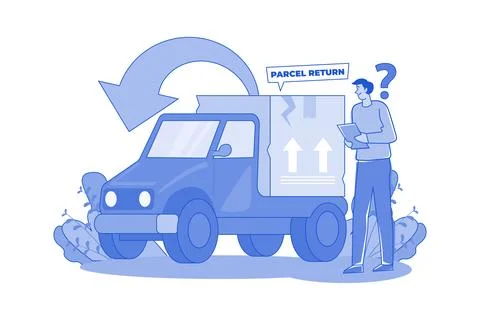 Parcel Return Illustration concept. A flat illustration isolated on white b.. Stock Illustration