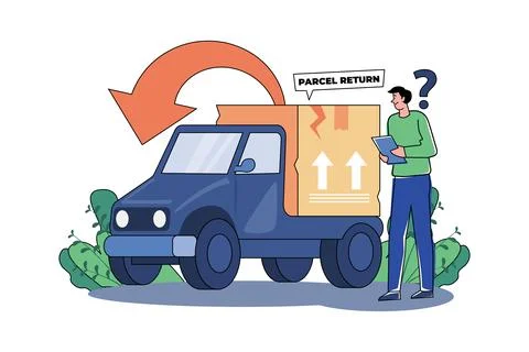 Parcel Return Illustration concept on white background Illustrazione stock