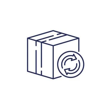 Parcel return line icon with a box Stock Illustration