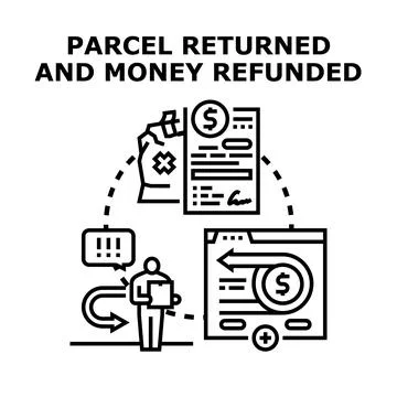 Parcel returning process for money refunding Stock Illustration