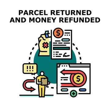 Parcel returning process for money refunding Stock Illustration