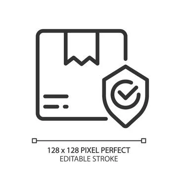 Parcel safety pixel perfect linear icon Illustrazione stock