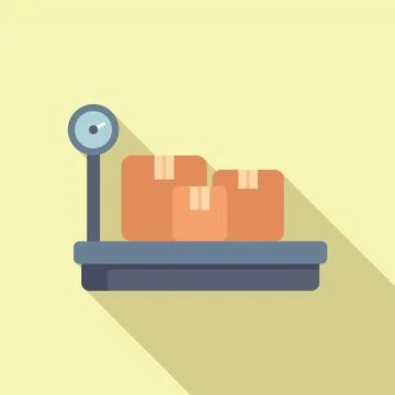 Parcel scales icon flat vector. Import service Stock Illustration