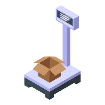 Parcel scales icon isometric vector. Weight box package Stock Illustration