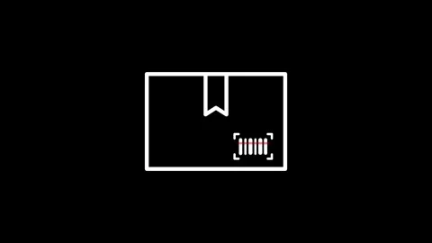 Parcel scanning icon looping animation on black background Stock Footage 339226972