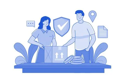 Parcel Security Illustration concept. A flat illustration isolated on white.. Stock Illustration